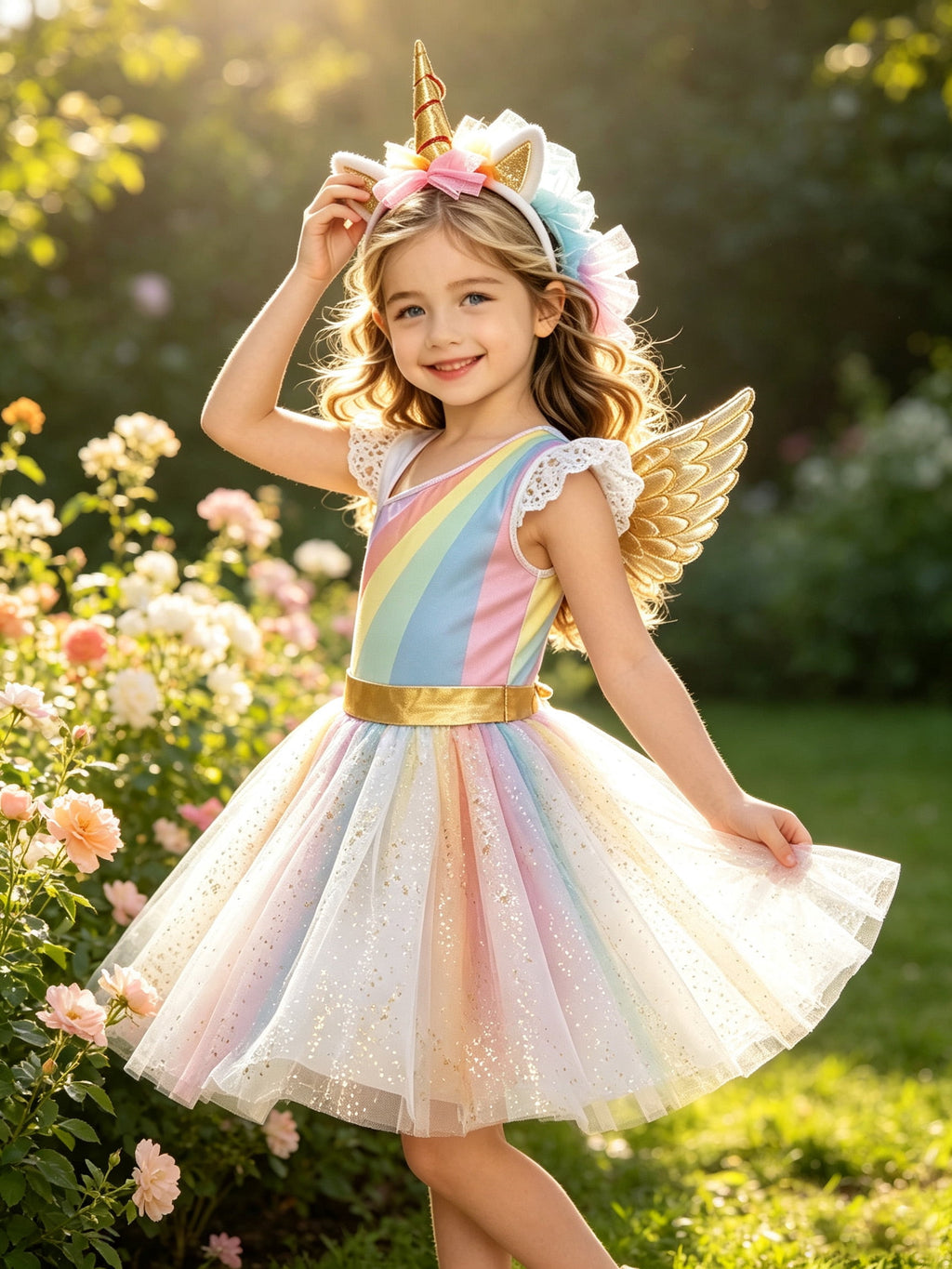 CZKHPTY Girls 3D Butterfly Fairy Tutu Dress, Whimsical Garden Princess Pretend Play Fancy Outfit, Sizes 7-8Y