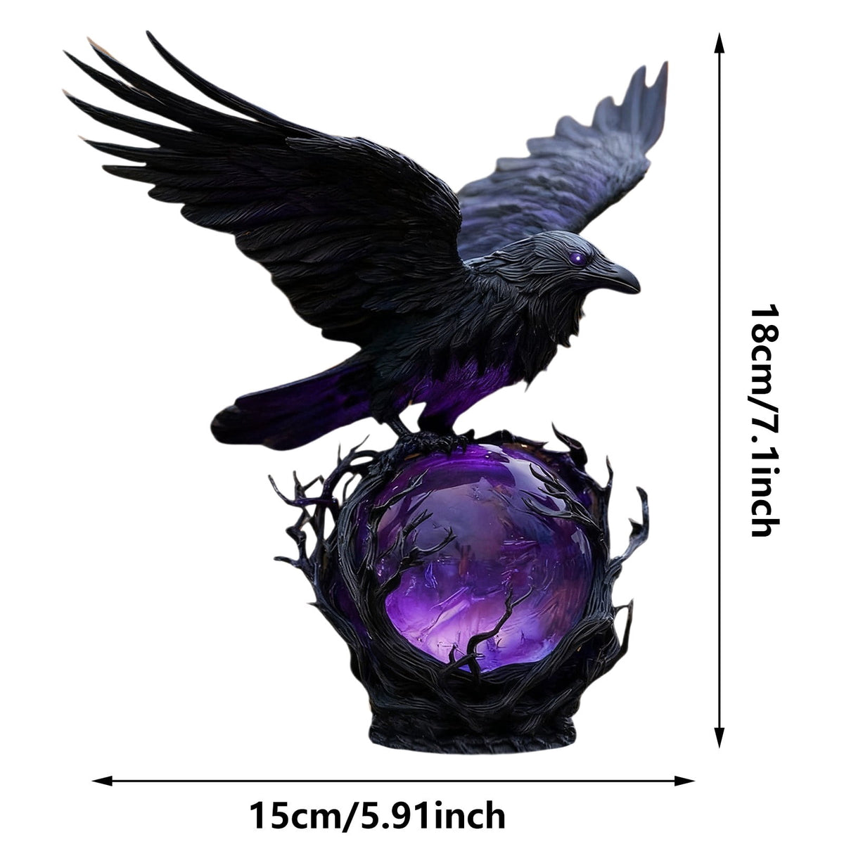 Gothic Mysterious Crow LED Flameless Candle, Luminous Sculpture, Gothic Home Decor Accent, Raven Lamp for Halloween Gifts, Bedroom Bedside, Living Room, Orange