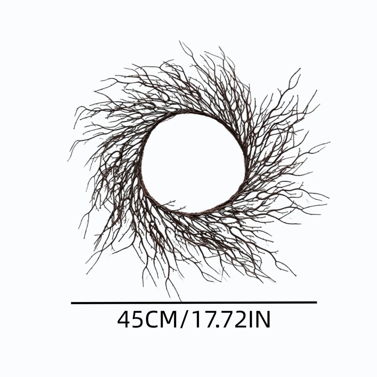 WWC Halloween Wreath, 18 inch Black Bats and Bare Branch Wreath, Gothic Halloween Decor Twig Wreath for Halloween Party Front Door Porch and Fireplace
