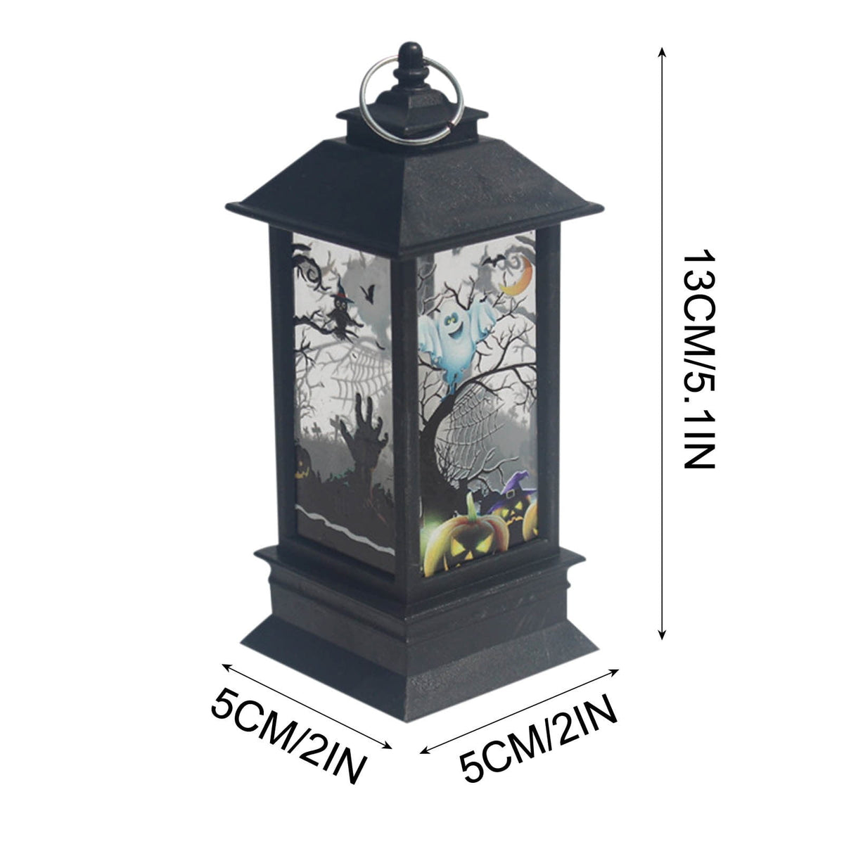 Lhrmh Halloween Decor - LED LED Hanging Lamp Candle Lantern with Skeleton and Pumpkin Designs for Portable Spooky Lighting