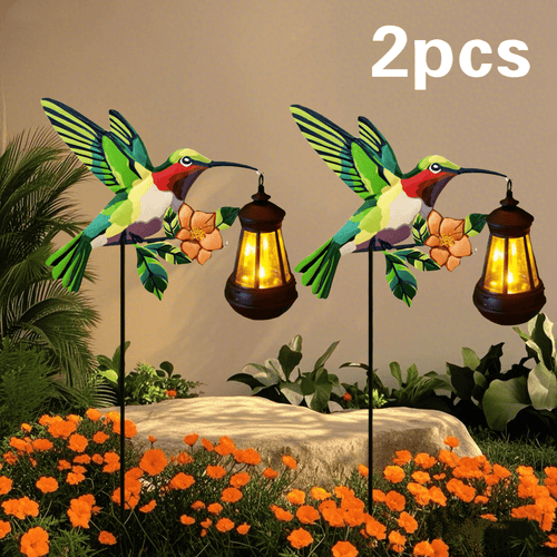 1/2 Pack Hummingbird Solar Lantern Lights, IP65 Waterproof Warm White Solar Hanging Lantern, Outdoor Solar Powered Decor for Yard Patio Garden Party Decorations