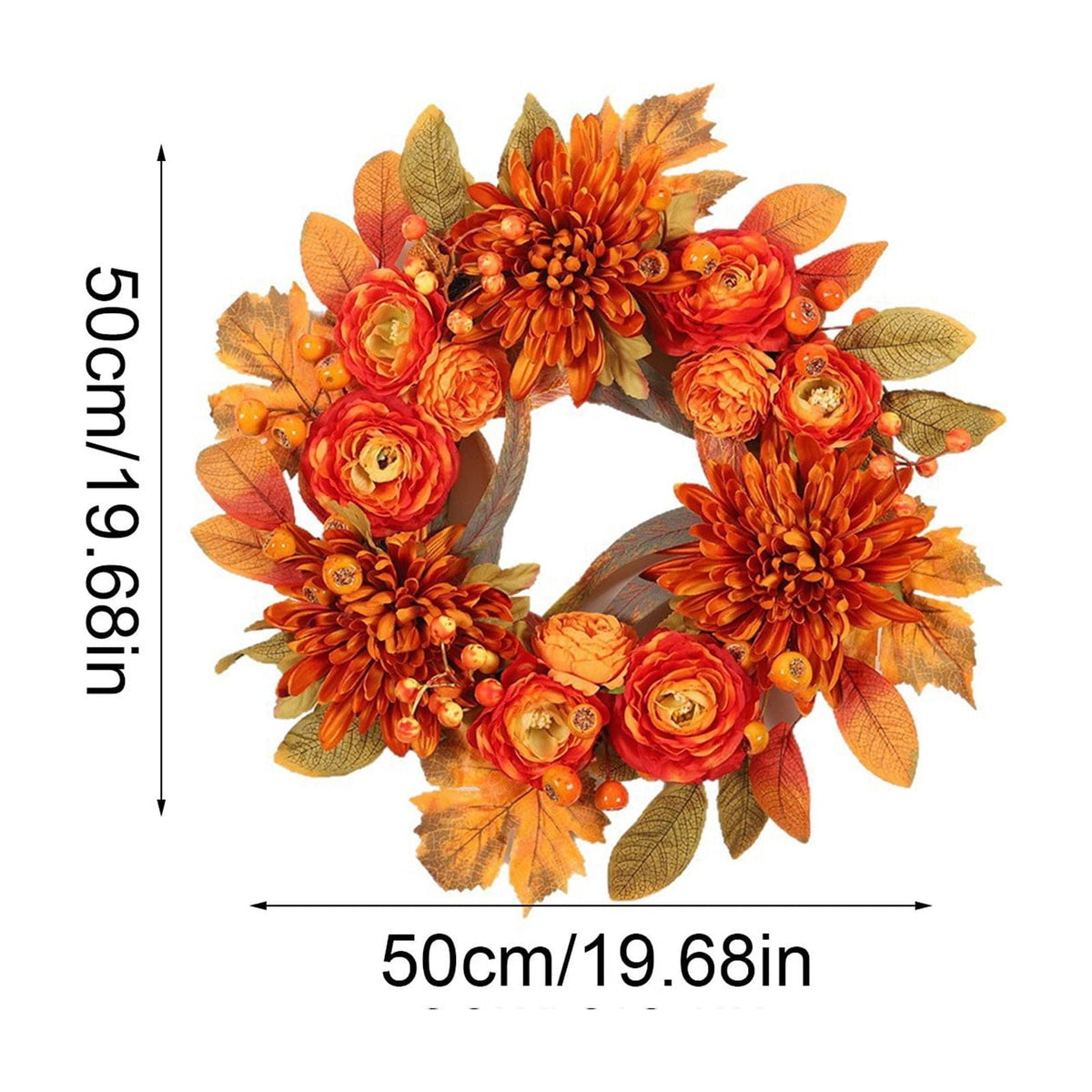 HOARBOEG Autumn Harvest Sunflower Wreath, Artificial Pumpkin Maple Leaf Fall Wreath for Front Door, 21.65 in Thanksgiving Wall Hanging Decor, Outdoor Indoor Harvest Decor