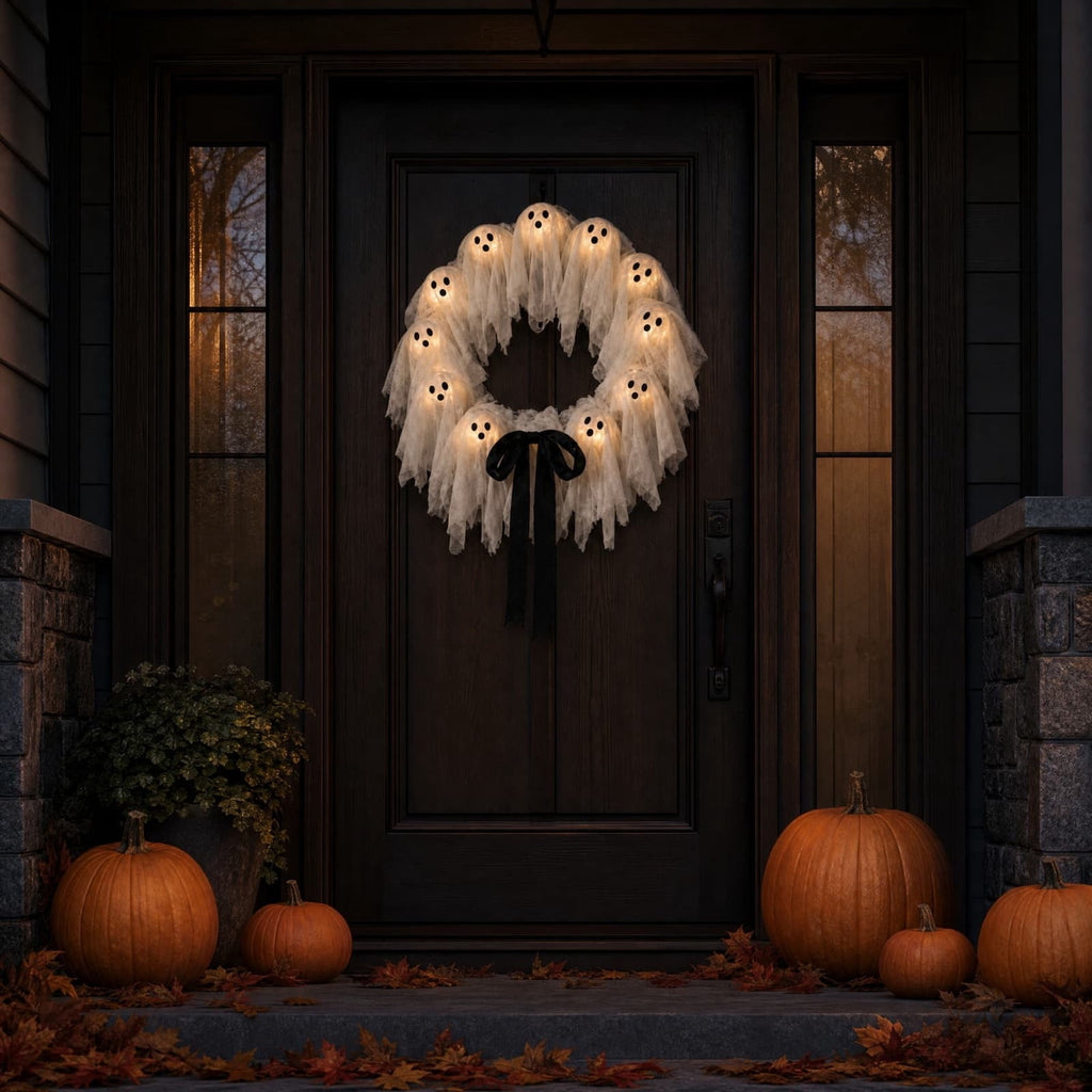 Gcvizuso Halloween Wreath with LED Light String, Purple Rose Black Crow Oval Spooky Twig Wreath for Front Door Window Fireplace Decor