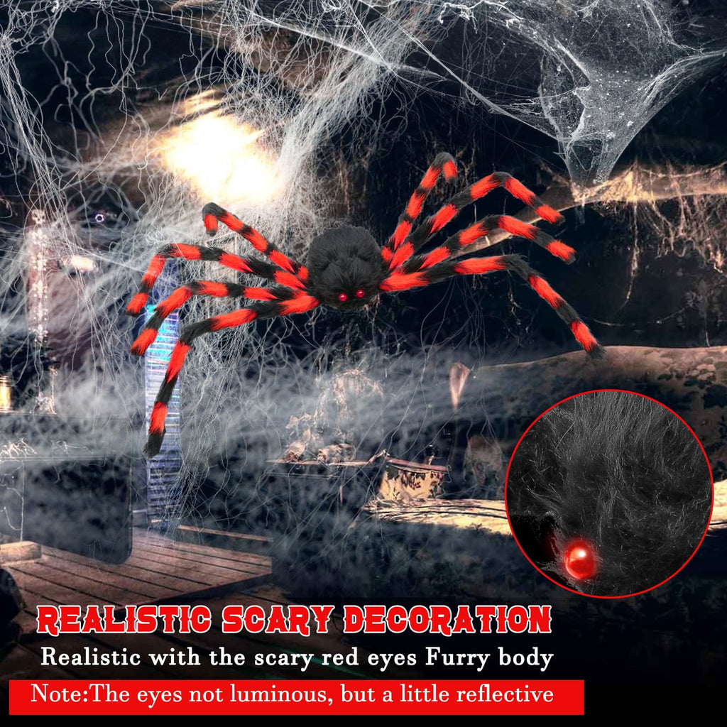 Innens 11.8ft Halloween 144 LED Purple Spider Web Lights with 35" Giant Spider Light up Cobweb Halloween Decorations for Indoor Ourdoor Garden Yard Home Patio (Black, 1Pc)