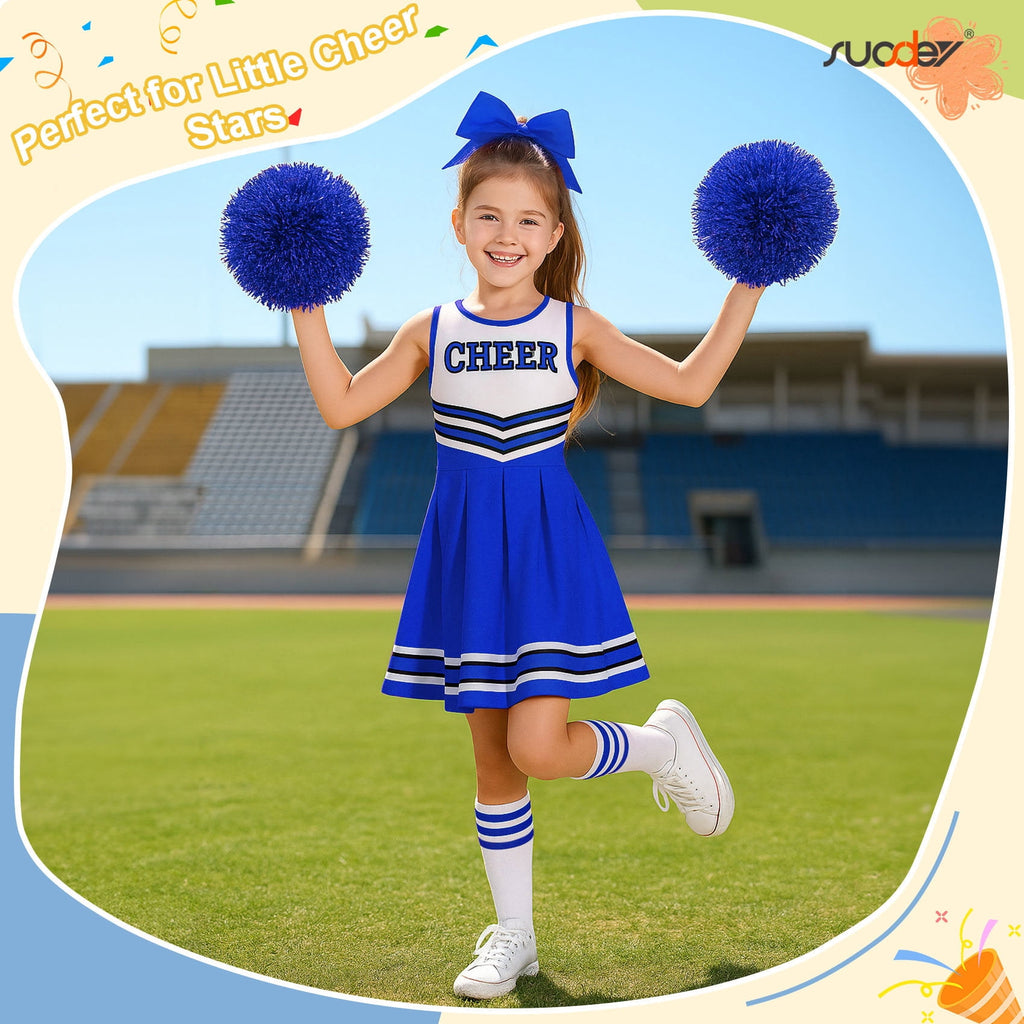 SUOSDEY Girls Cheerleader Costume Outfit Set,Kids Sleeveless Cheerleading Uniform for Party Birthday Halloween