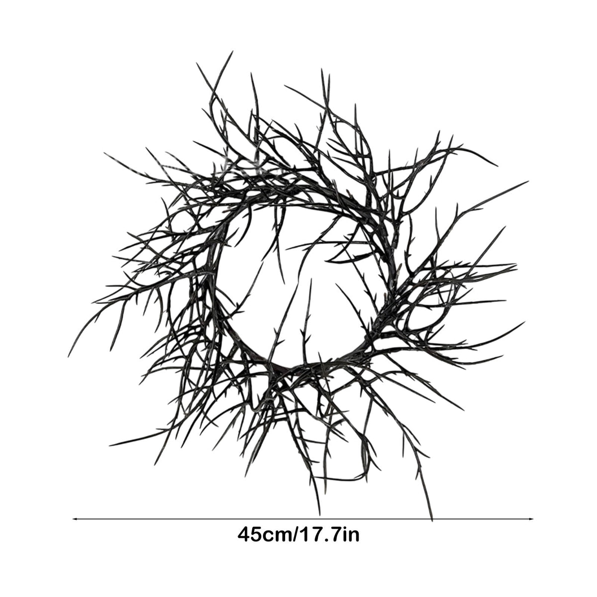 WWC Halloween Wreath, 18 inch Black Bats and Bare Branch Wreath, Gothic Halloween Decor Twig Wreath for Halloween Party Front Door Porch and Fireplace