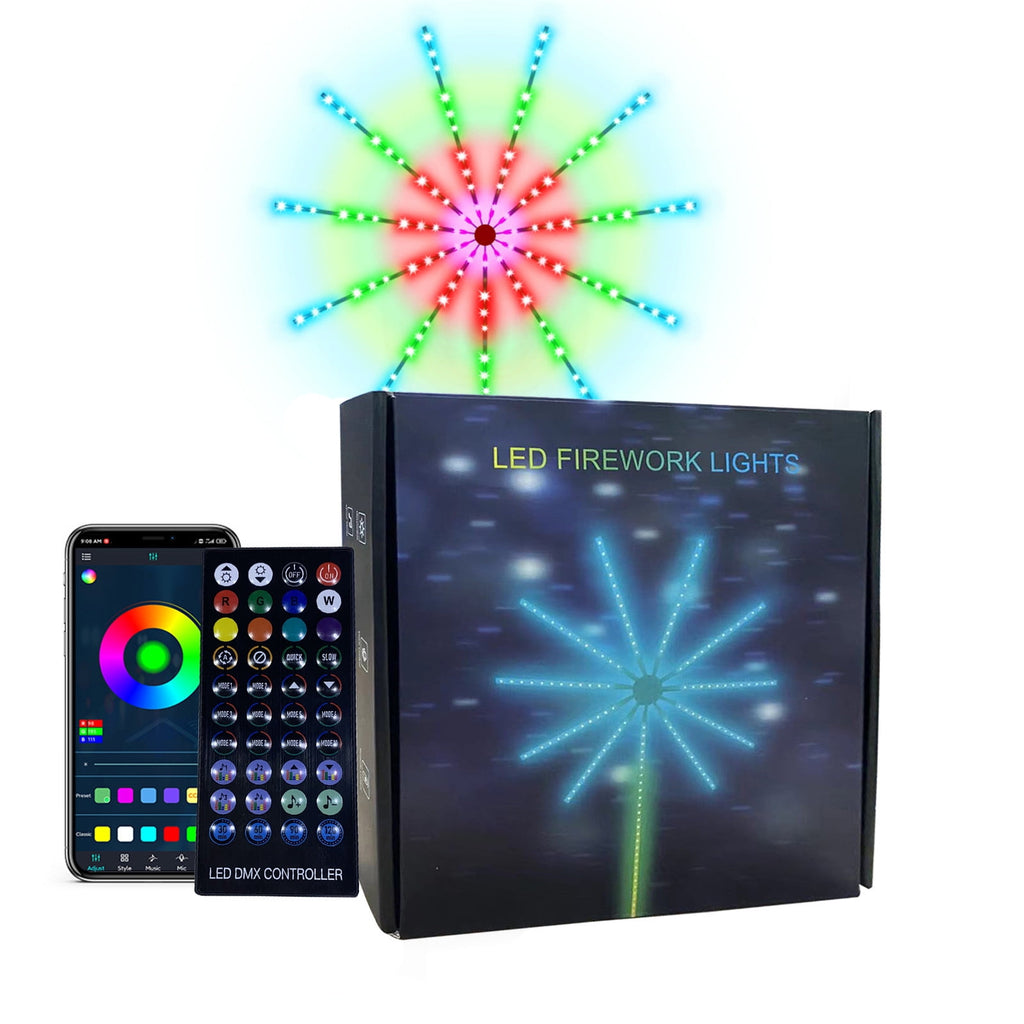 Firework Led Lights USB Powered Room Decor, Color Changing Bluetooth Fireworks Led Lights for Bedroom with Launch Burst Effect, Led Lights with Remote Control for Christmas Party Decoration