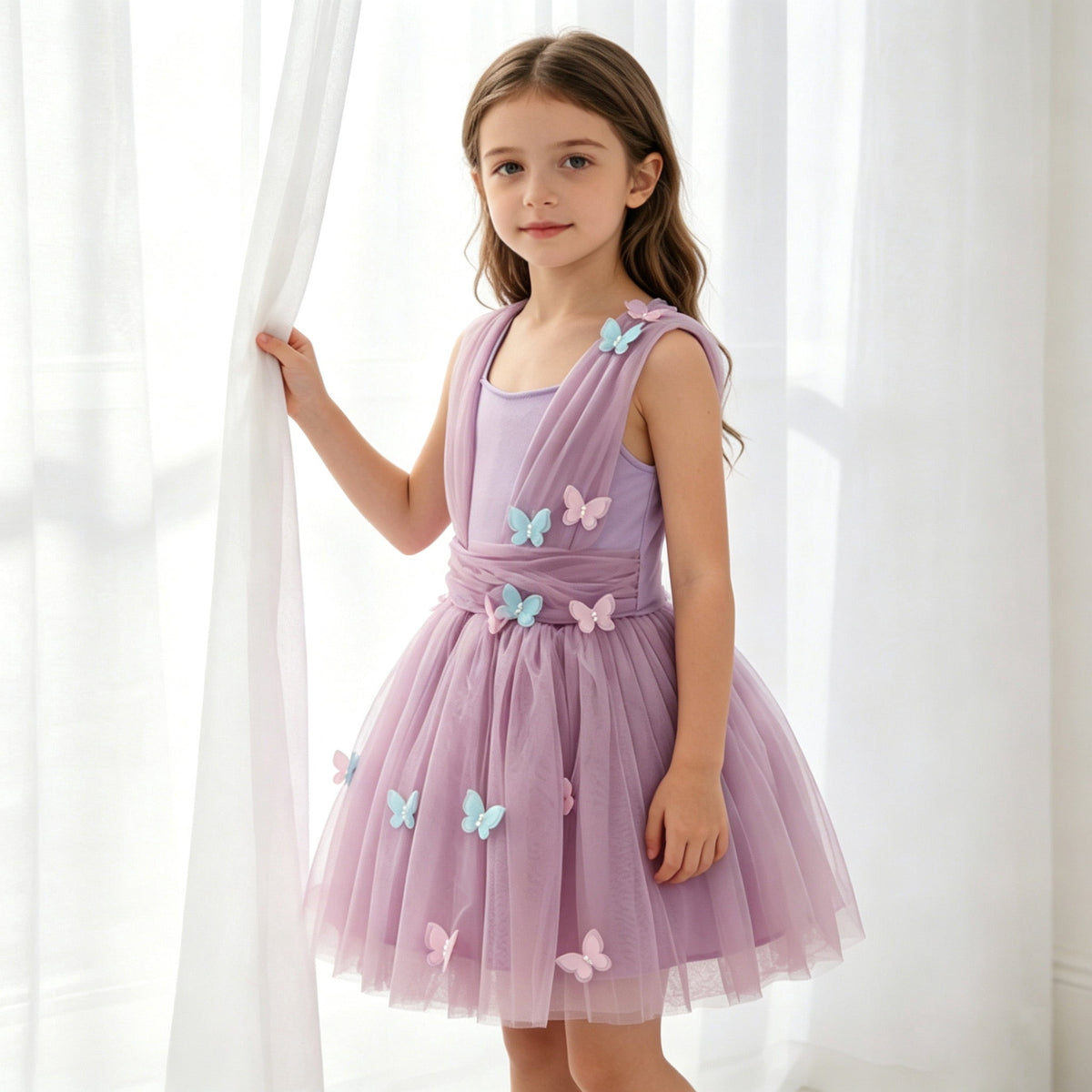 CZKHPTY Girls Rainbow Unicorn Tutu Costume Set with Headband & Wings, Kids Princess Dress Up Outfit, Sizes 9-10Y