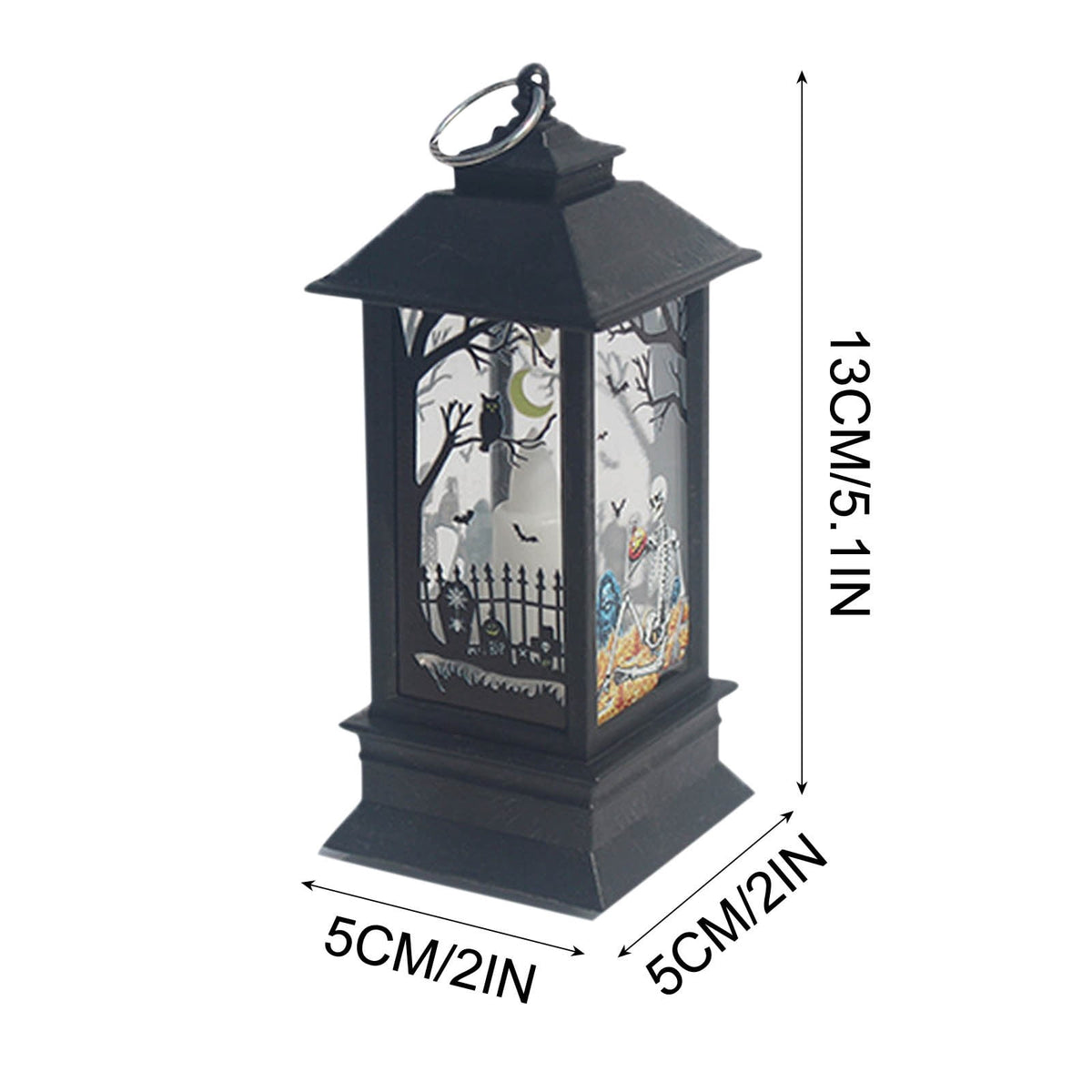 Lhrmh Halloween Decor - LED LED Hanging Lamp Candle Lantern with Skeleton and Pumpkin Designs for Portable Spooky Lighting
