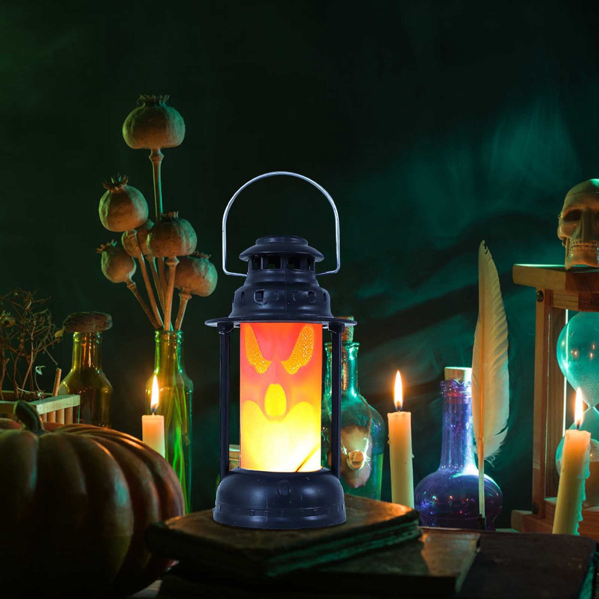 YZEGDCH Halloween Decorations Costume Skull Kerosene Lamp Home Savings Landscape Decor for Table Patio Garden Yard Pathway Porch
