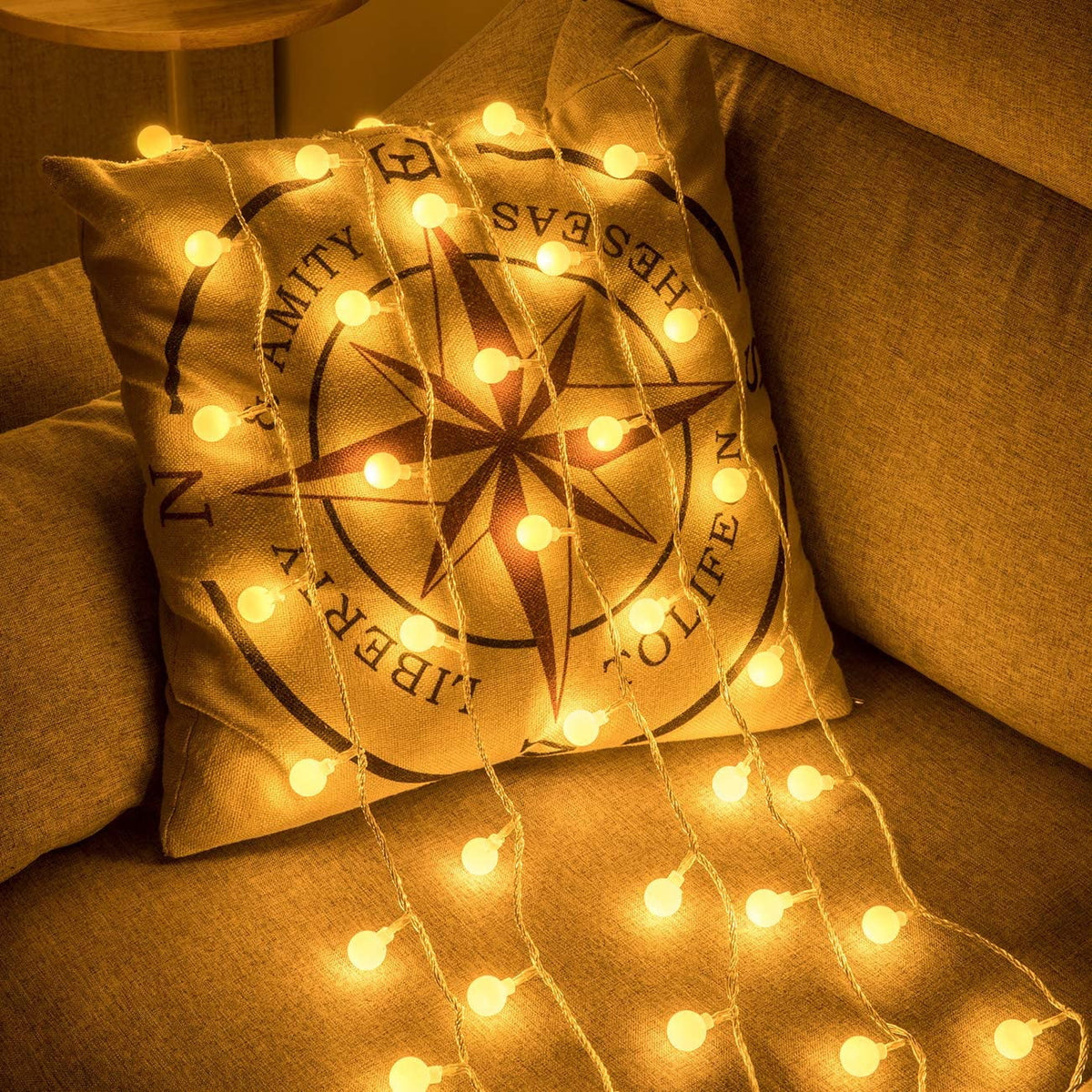 Bibana 100 LED 49 FT Globe Ball String Lights Fairy String Lights Plug in with Remote 8 Modes Extendable for Indoor Outdoor Wedding Birthday Christmas Tree Garden Decor (White)